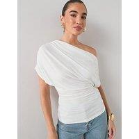 The Very Collection Off Shoulder Draped Top - White