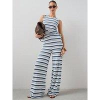 The Very Collection Wide Leg Co-Ord Trousers- Stripe