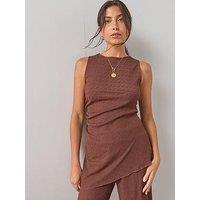 The Very Collection Longline Asymmetric Tunic Co-Ord Top- Brown