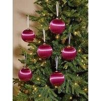 The Very Collection Set Of 6 Pink Silk Christmas Tree Baubles