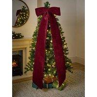 The Very Collection Dark Red Velvet Bow Christmas Tree Topper With Clip - 185 Cm