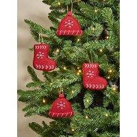 The Very Collection Set Of 4 Fabric Christmas Tree Decorations - Stocking, Hat And Trees