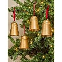 The Very Collection Set Of 4 Antique Gold Liberty Bell Hanging Christmas Tree Ornaments