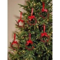 The Very Collection Set Of 6 Red Berry Mini Wreath Hanging Christmas Tree Ornaments
