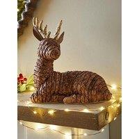 The Very Collection Rattan Sitting Reindeer Christmas Decoration