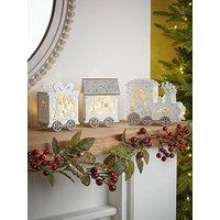 The Very Collection Led Wooden Train With Christmas Scene