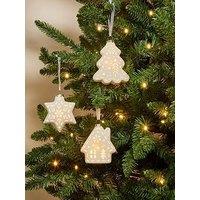 The Very Collection Set Of 3 Ceramic & Christmas Tree & Baubles With Leds