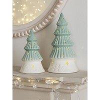 The Very Collection Set Of 2 Light Up Ceramic & Christmas & Trees
