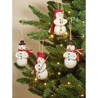The Very Collection Set Of 4 Needle Felt Snowman Baubles