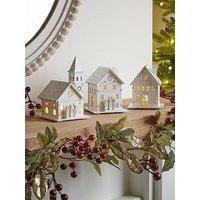 The Very Collection Set Of 3 Led Wooden House Christmas Decorations