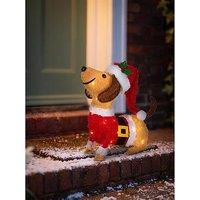 The Very Collection Led Dachshund With Santa Hat Outdoor Christmas Decoration - 38 Cm