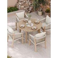 Royalcraft Roma 4-Seater Round Sunray Table With Terrazzo And 4 Chairs