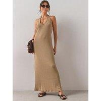 The Very Collection Halter Maxi Dress- Neutral