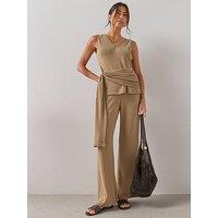 The Very Collection Textured Wide Leg Co-Ord Trousers- Neutral