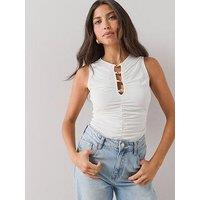 The Very Collection Cut Out Draped Top - Ecru