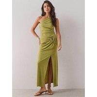 The Very Collection One Shoulder Wrap Waist Midaxi Dress - Green