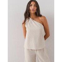 The Very Collection One Shoulder Textured Top - Cream