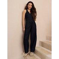 Michelle Keegan Barrel Leg Jumpsuit - Dark Wash