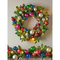 The Very Collection Light Up Baubles And Foliage Christmas Wreath