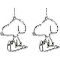 Snoopy Peanuts Plated Hollow Drop Earrings - Silver