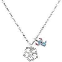Disney Brass & Flower Pendant 16 2 Ext Imitation Rhodium Necklace