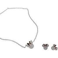 Disney Plated Necklace And Stud Earring Set - Silver