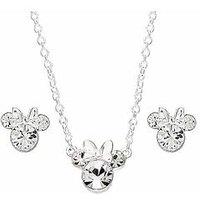 Disney Plated Necklace And Stud Earring Set - Silver