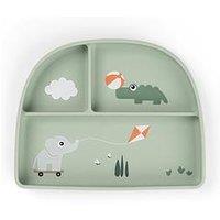 Done By Deer Stick And Stay Compartment Plate Playground Green