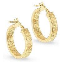 The Love Collection 9Ct Yellow Gold 20Mm Greek Pattern Hoop Earrings