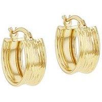 The Love Collection 9Ct Yellow Gold 5.5Mm X 14Mm Diamond Cut Creole Hoop Earring