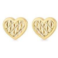 The Love Collection 9Ct Yellow Gold Shimmer Heart Stud Earrings