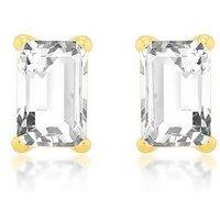 The Love Collection 9Ct Yellow Gold 4Mm X 6Mm Rectangle Cz Stud Earring
