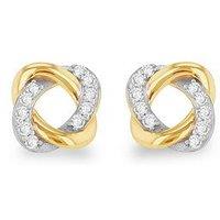 The Love Collection 9Ct Yellow Gold 1.3Mm Cz Knot Stud Earrings