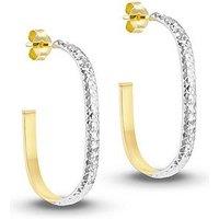 The Love Collection 9Ct 2-Colour Gold Diamond Cut Half Hoop Earrings