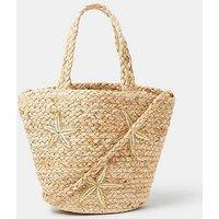 Accessorize Embroidered Starfish Raffia Bag