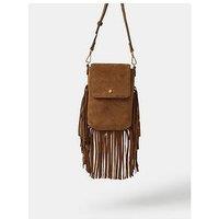 Accessorize Fringe Suede Phone Bag