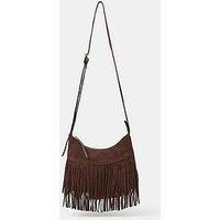 Accessorize Fringe Suede Crossbody Bag