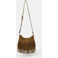 Accessorize Fringe Suede Crossbody Bag