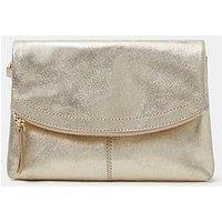Accessorize Fold-Over Metallic Leather Clutch Bag