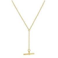 The Love Collection 9Ct Yellow Gold 8Mm X 15Mm T-Bar Diamond Cut Trace Chain 43Cm/17'-46Cm/18'
