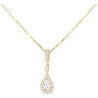 The Love Collection 9Ct Yellow Gold Cz Teardrop Halo Necklet 43Cm/17'-46Cm/18'