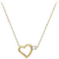 The Love Collection 9Ct Yellow Gold Heart With Cz Accent Necklace 42Cm/16.5'-45Cm/17.75'