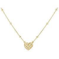 The Love Collection 9Ct Yellow Gold Shimmer Heart Adjustable Trace And Ball Necklace 41Cm/16'-46Cm/18'