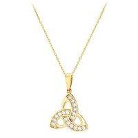 The Love Collection 9Ct Yellow Gold 1Mm Cz Celtic Knot Adjustable Necklace 41Cm/16' - 44.5Cm/17.5'