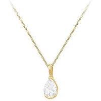 The Love Collection 9Ct Yellow Gold 5Mm X 7Mm Teardrop Cz Pendant/18'