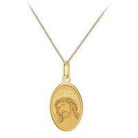 The Love Collection 9Ct Yellow Gold 11.8Mm X 24.5Mm Oval Christ Pendant/18'