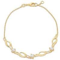 The Love Collection 9Ct Yellow Gold 7.5Mm X 5Mm Set Twist Bracelet 18Cm/7'-19Cm/7.5' '