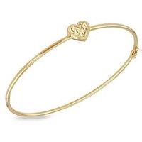 The Love Collection 9Ct Yellow Gold 9Mm X 7.9Mm Shimmer Heart Bangle