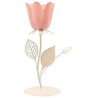 Hestia Pink & Cream Floral Single Candle Holder