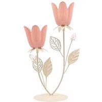Hestia Pink & Cream Floral Double Candle Holder